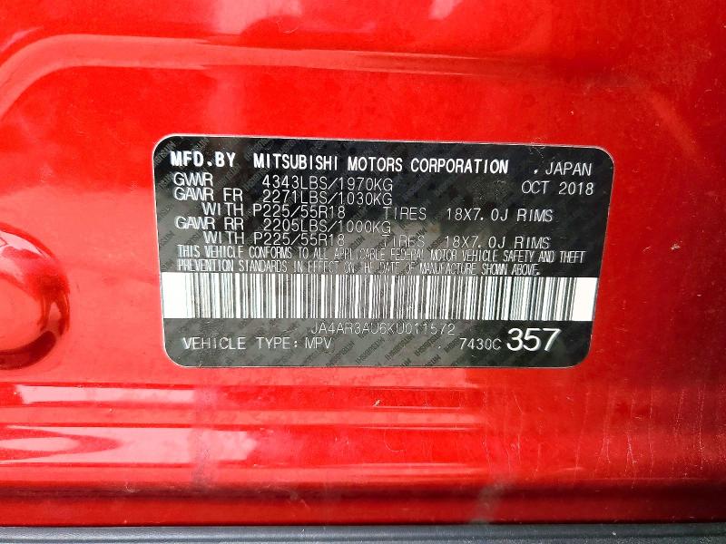 Продаж на аукціоні авто 2019 Mitsubishi Outlander Sport, vin: JA4AR3AU6KU011572, номер лоту: 79964655
