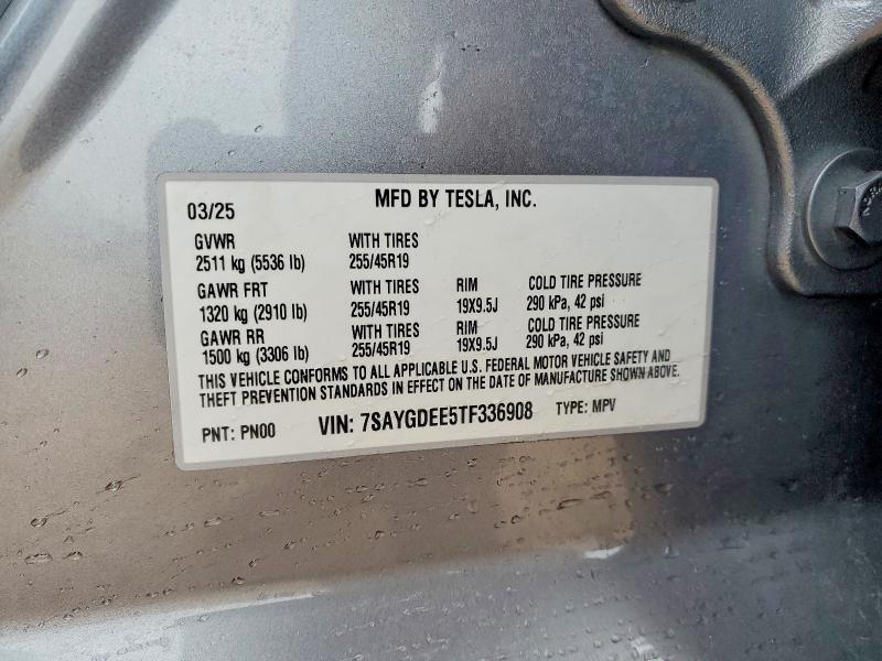 Aukcja sprzedaży 2026 Tesla Model Y, vin: 7SAYGDEE5TF336908, numer aukcji: 77926545