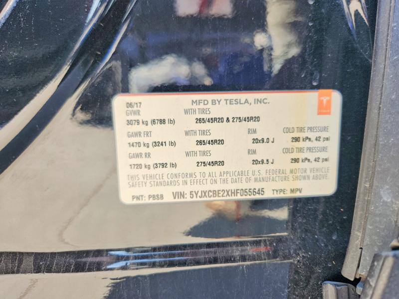 Продаж на аукціоні авто 2017 Tesla Model X, vin: 5YJXCBE2XHF055645, номер лоту: 41985536