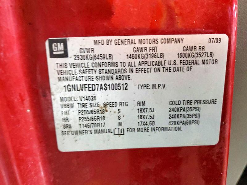 79350315 :رقم المزاد ، 1GNLVFED7AS100512 vin ، 2010 Chevrolet Traverse مزاد بيع