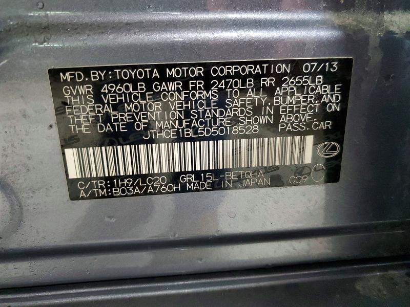 Aukcja sprzedaży 2013 Lexus Gs 350, vin: JTHCE1BL5D5018528, numer aukcji: 46431706