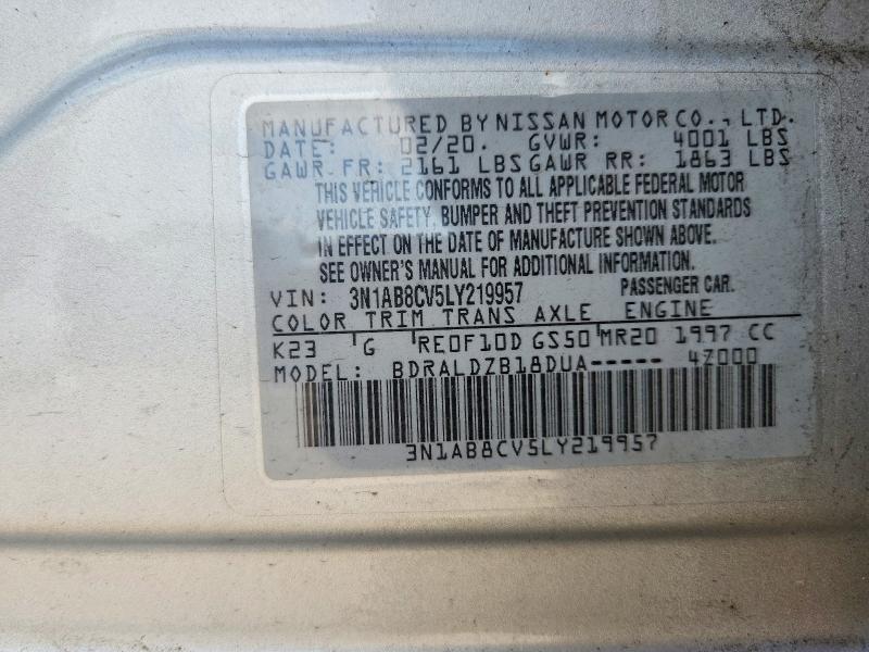 Auction sale of the 2020 Nissan Sentra, vin: 3N1AB8CV5LY219957, lot number: 47455966