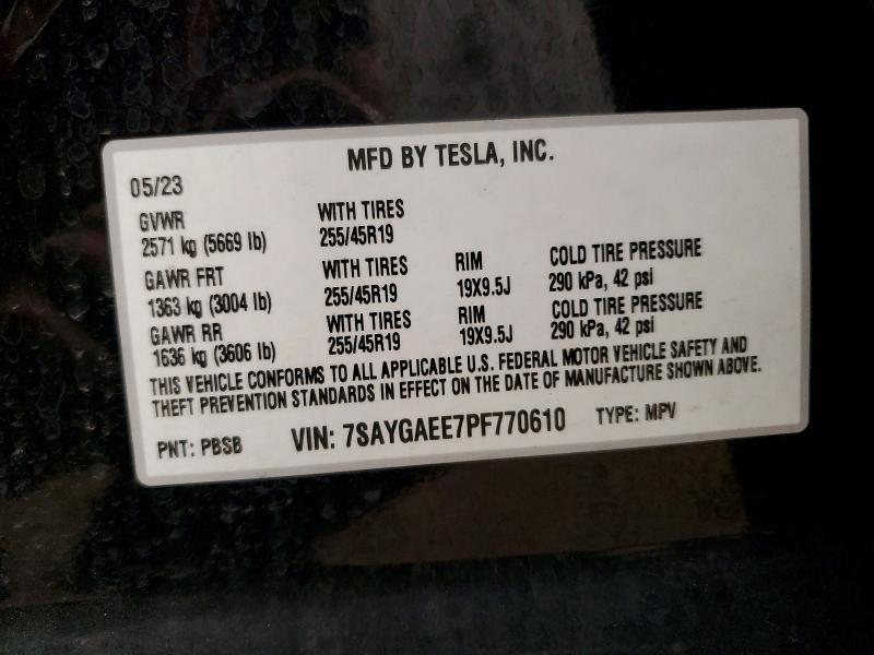 Aukcja sprzedaży 2023 Tesla Model Y, vin: 7SAYGAEE7PF770610, numer aukcji: 79818635