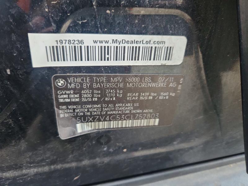 Продаж на аукціоні авто 2012 Bmw X5, vin: 5UXZV4C53CL752803, номер лоту: 47765236