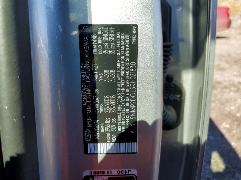 2024 Hyundai Santa Fe მანქანა იყიდება აუქციონზე, vin: 5NMP2DGL5RH021830, აუქციონის ნომერი: 46768476