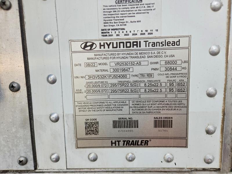 Aukcja sprzedaży 2023 Hyundai Translead Inc Trailers, vin: 3H3V532K1PJ504060, numer aukcji: 41586476