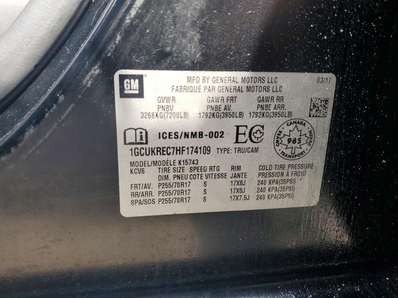 Aukcja sprzedaży 2017 Chevrolet Silverado, vin: 1GCUKREC7HF174109, numer aukcji: 45488116