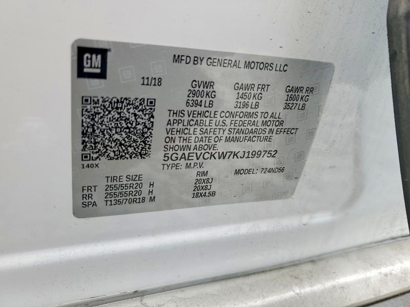 2019 Buick Enclave მანქანა იყიდება აუქციონზე, vin: 5GAEVCKW7KJ199752, აუქციონის ნომერი: 79738385