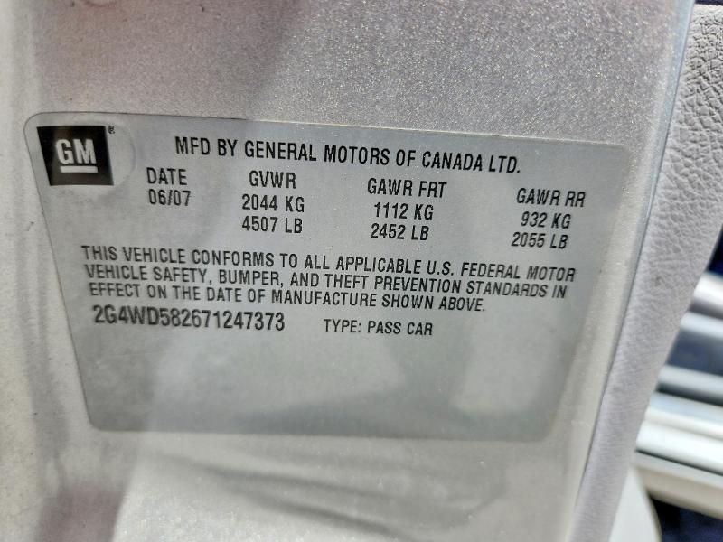 46895616 :رقم المزاد ، 2G4WD582671247373 vin ، 2007 Buick Lacrosse مزاد بيع