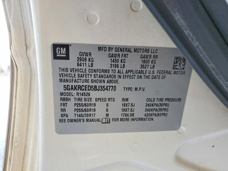 46644106 :رقم المزاد ، 5GAKRCED5BJ354770 vin ، 2011 Buick Enclave مزاد بيع