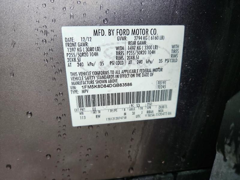 Aukcja sprzedaży 2013 Ford Explorer, vin: 1FM5K8D84DGB83586, numer aukcji: 98397185
