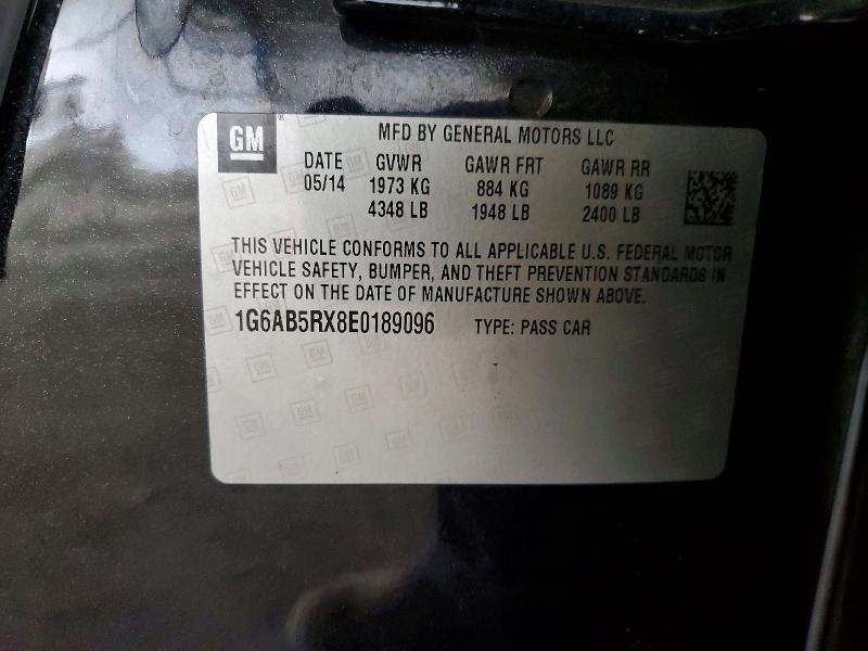 48012116 :رقم المزاد ، 1G6AB5RX8E0189096 vin ، 2014 Cadillac Ats مزاد بيع