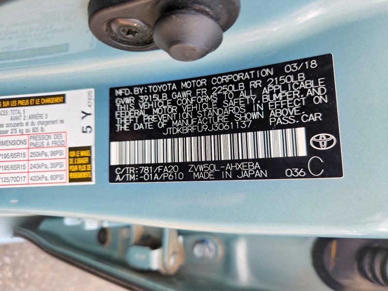 Продаж на аукціоні авто 2018 Toyt Prius C Fo, vin: JTDKBRFU9J3061137, номер лоту: 47645246