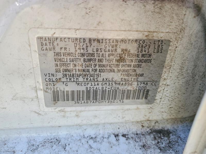46554766 :رقم المزاد ، 3N1AB7AP0HY340191 vin ، 2017 Nissan Sentra مزاد بيع
