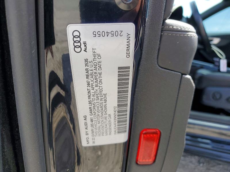 Aukcja sprzedaży 2022 Audi A4, vin: WAUEAAF43NN014212, numer aukcji: 46704566