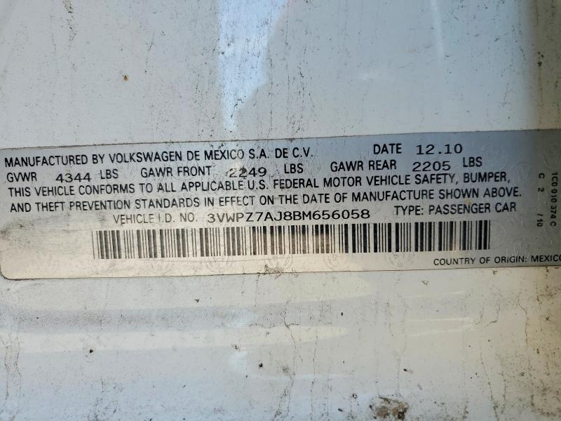 Auction sale of the 2011 Volkswagen Jetta, vin: 3VWPZ7AJ8BM656058, lot number: 47082476