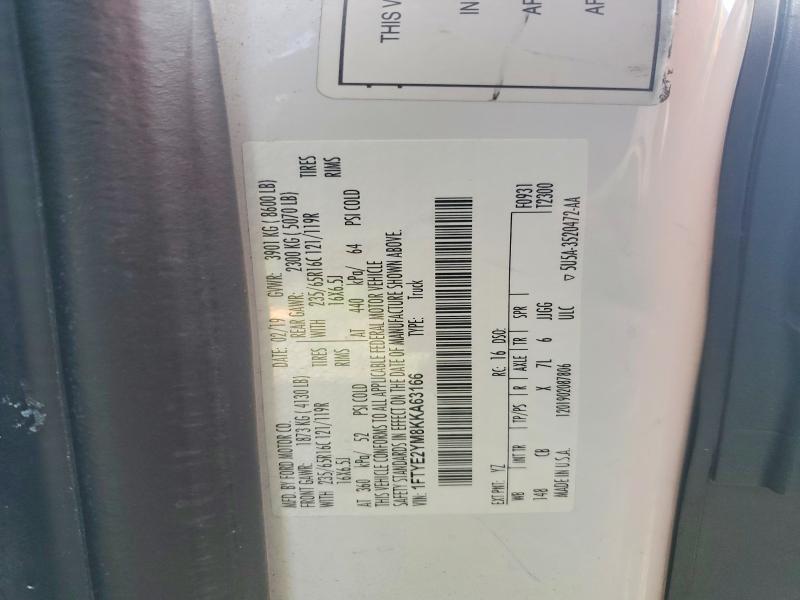 46136876 :رقم المزاد ، 1FTYE2YM8KKA63166 vin ، 2019 Ford Transit مزاد بيع