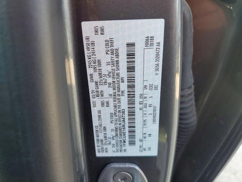 Продажа на аукционе авто 2024 Ford Escape, vin: 1FMCU0E16RUA67383, номер лота: 47660706