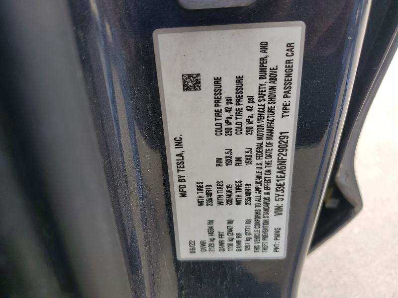 Продажа на аукционе авто 2022 Tesla Model 3, vin: 5YJ3E1EA6NF290291, номер лота: 41655686