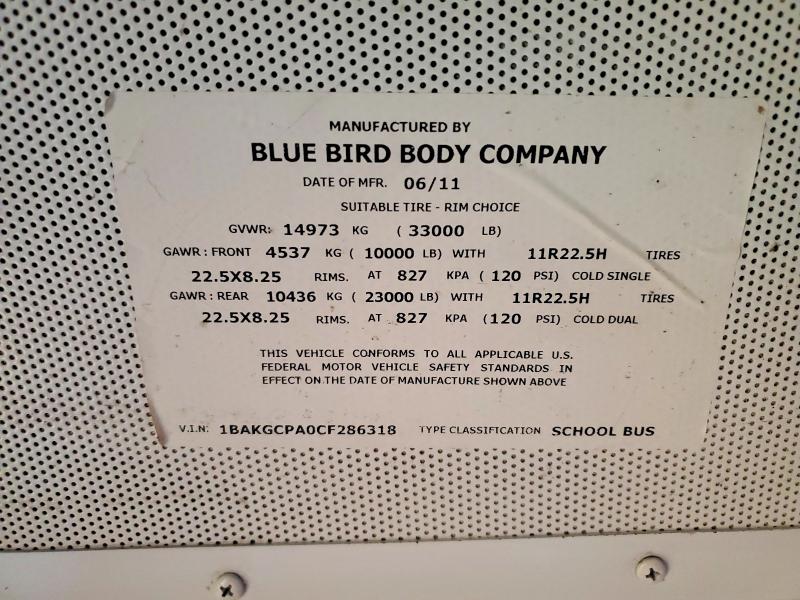 42015846 :رقم المزاد ، 1BAKGCPA0CF286318 vin ، 2012 Bluebird Unknown مزاد بيع