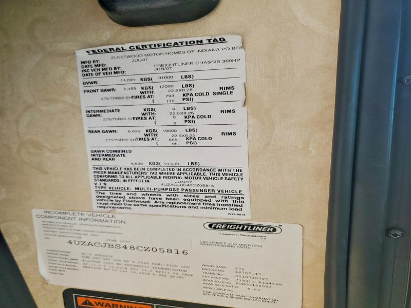 Продажа на аукционе авто 2008 Freightliner Unknown, vin: 4UZACJBS48CZ05816, номер лота: 79469045