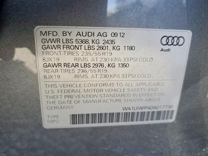Aukcja sprzedaży 2013 Audi Q5, vin: WA1LFAFP4DA017738, numer aukcji: 47742696