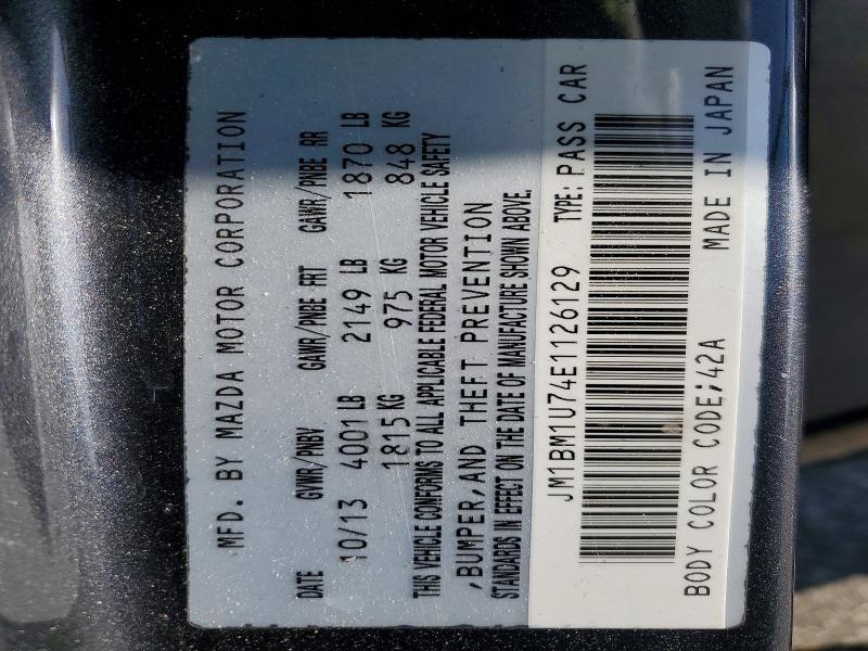 47993606 :رقم المزاد ، JM1BM1U74E1126129 vin ، 2014 Mazda 3 مزاد بيع