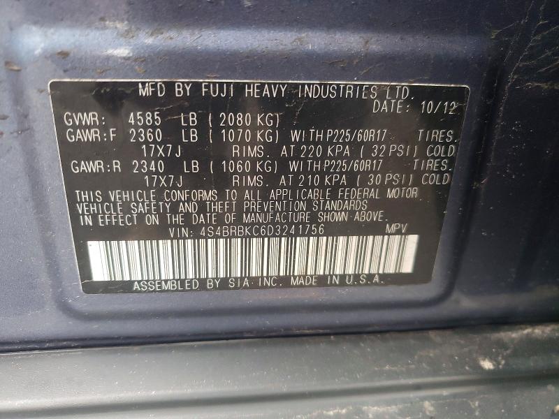 47396796 :رقم المزاد ، 4S4BRBKC6D3241756 vin ، 2013 Subaru Outback مزاد بيع