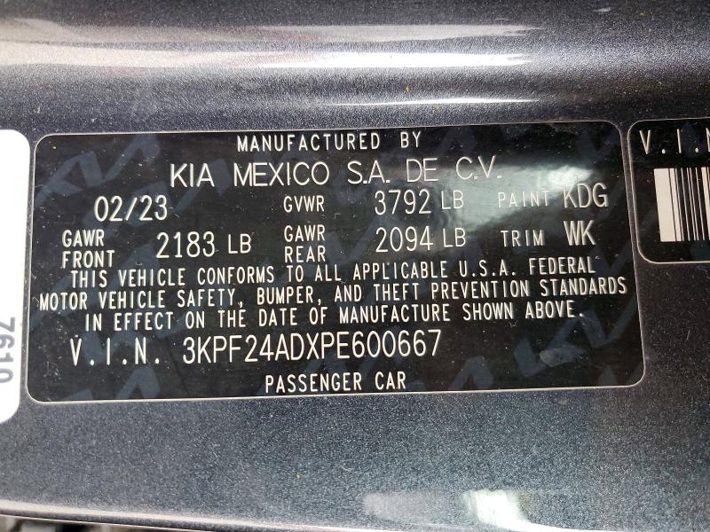 2023 Kia Forte მანქანა იყიდება აუქციონზე, vin: 3KPF24ADXPE600667, აუქციონის ნომერი: 47716296