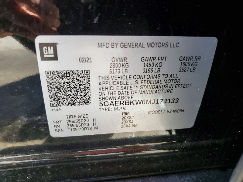 45447466 :رقم المزاد ، 5GAERBKW6MJ174133 vin ، 2021 Buick Enclave مزاد بيع
