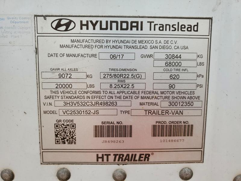 79804685 :رقم المزاد ، 3H3V532C3JR498263 vin ، 2018 Hyundai Translead Inc Unknown مزاد بيع