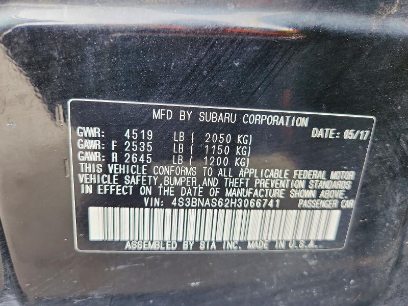 2017 Subaru Legacy მანქანა იყიდება აუქციონზე, vin: 4S3BNAS62H3066741, აუქციონის ნომერი: 47353806
