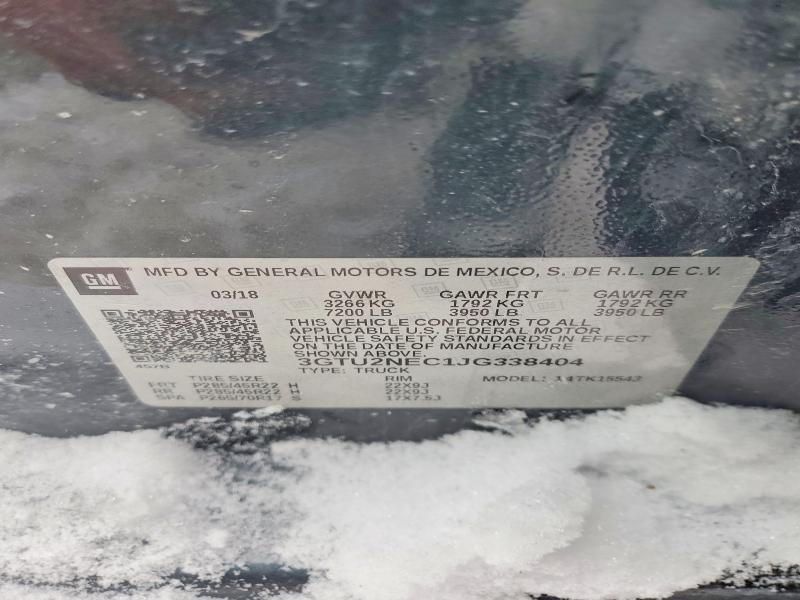 46027896 :رقم المزاد ، 3GTU2NEC1JG338404 vin ، 2018 Gmc Sierra مزاد بيع
