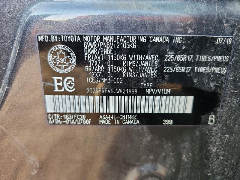 46983706 :رقم المزاد ، 2T3RFREV9JW821898 vin ، 2018 Toyota Rav4 مزاد بيع