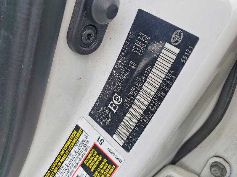Aukcja sprzedaży 2021 Toyota Camry Se 4dr, vin: 4T1G11AK9MU581929, numer aukcji: 79944325