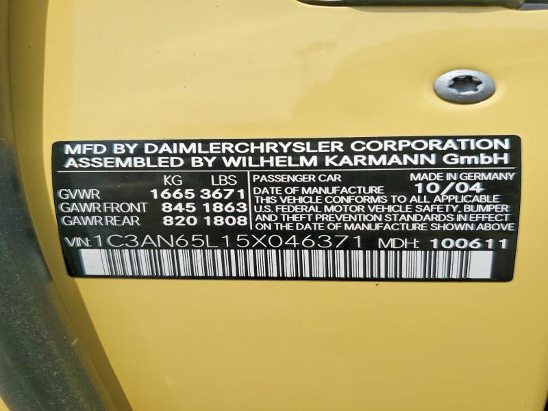 Aukcja sprzedaży 2005 Chrysler Crossfire, vin: 1C3AN65L15X046371, numer aukcji: 47666656
