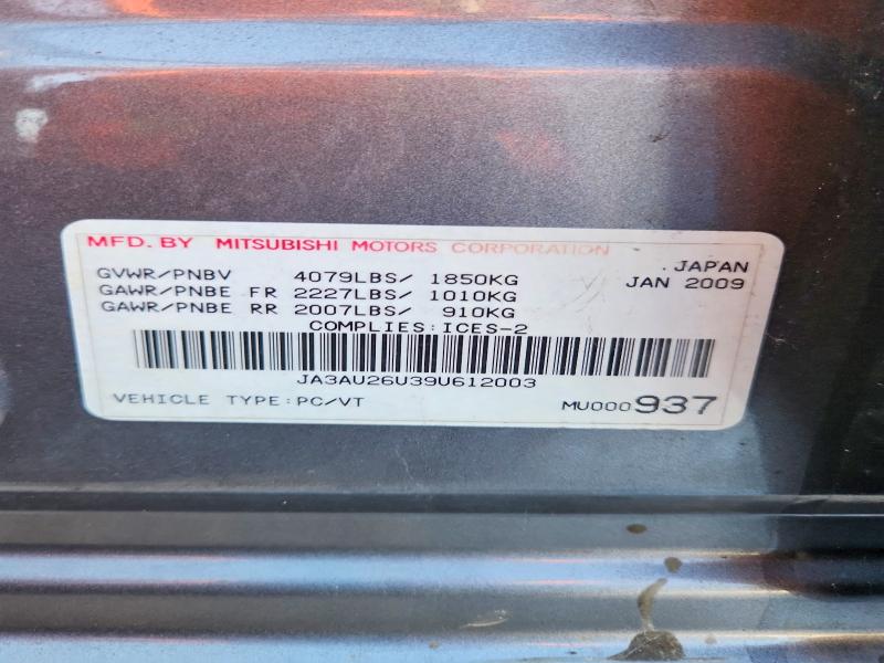 Aukcja sprzedaży 2009 Mitsubishi Lancer, vin: JA3AU26U39U612003, numer aukcji: 78020115