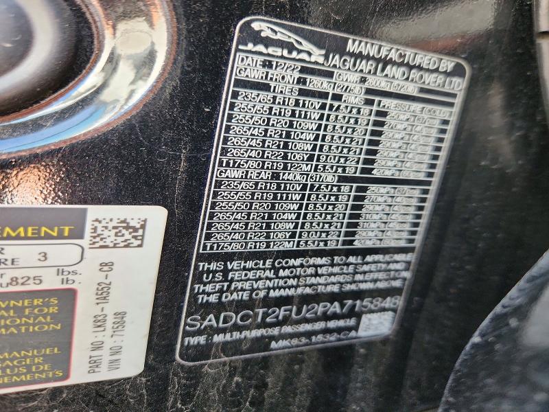 Продажа на аукционе авто 2023 Jaguar F-pace, vin: SADCT2FU2PA715848, номер лота: 47470836
