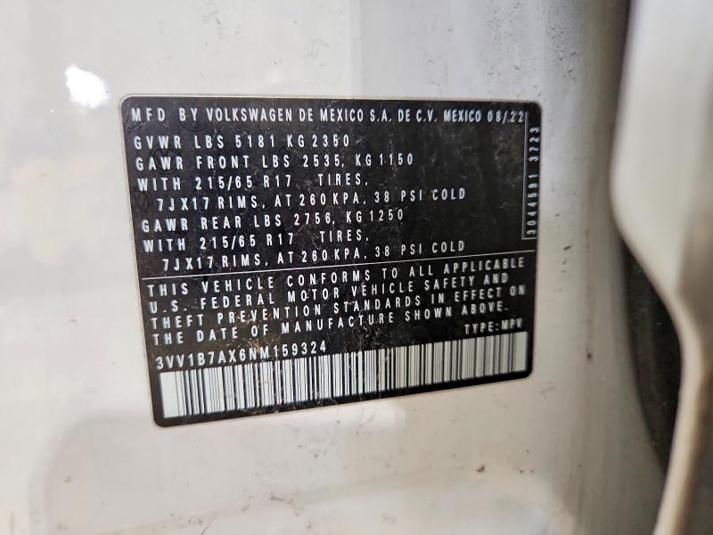 Aukcja sprzedaży 2022 Volkswagen Tiguan, vin: 3VV1B7AX6NM159324, numer aukcji: 46984326