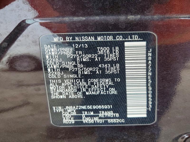 Aukcja sprzedaży 2014 Infiniti Qx80, vin: JN8AZ2NE5E9065931, numer aukcji: 46879866
