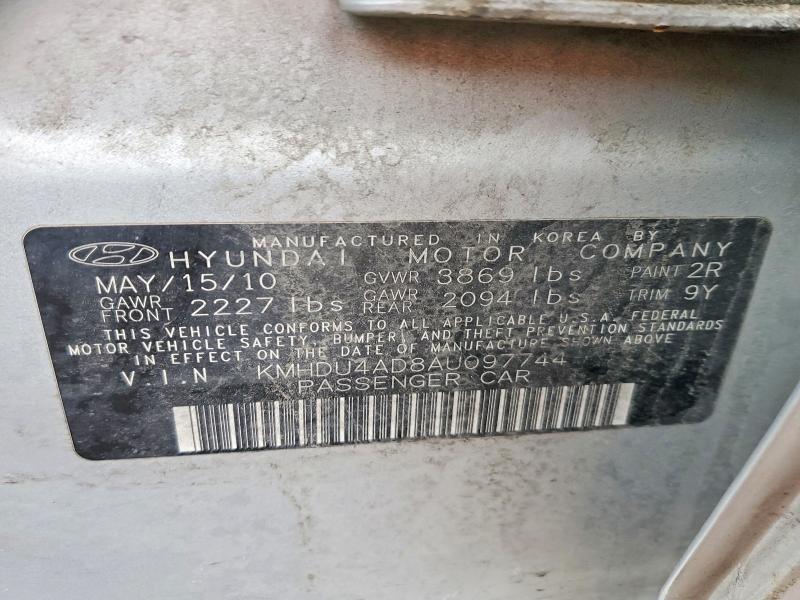 2010 Hyundai Elantra მანქანა იყიდება აუქციონზე, vin: KMHDU4AD8AU097744, აუქციონის ნომერი: 45517866