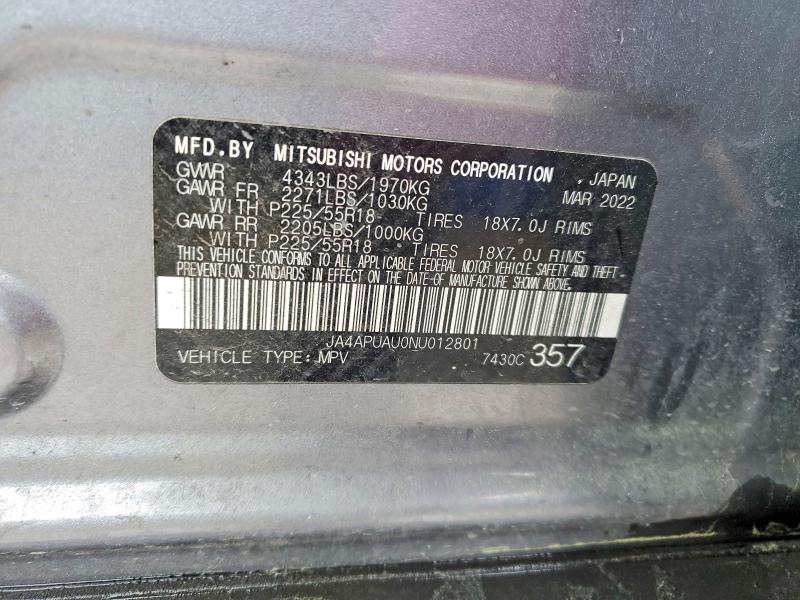 Aukcja sprzedaży 2022 Mitsubishi Outlander Sport, vin: JA4APUAU0NU012801, numer aukcji: 46218066