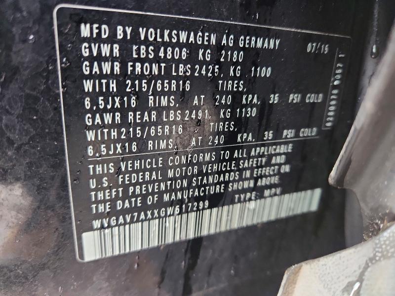Aukcja sprzedaży 2016 Volkswagen Tiguan, vin: WVGAV7AXXGW517299, numer aukcji: 46226966