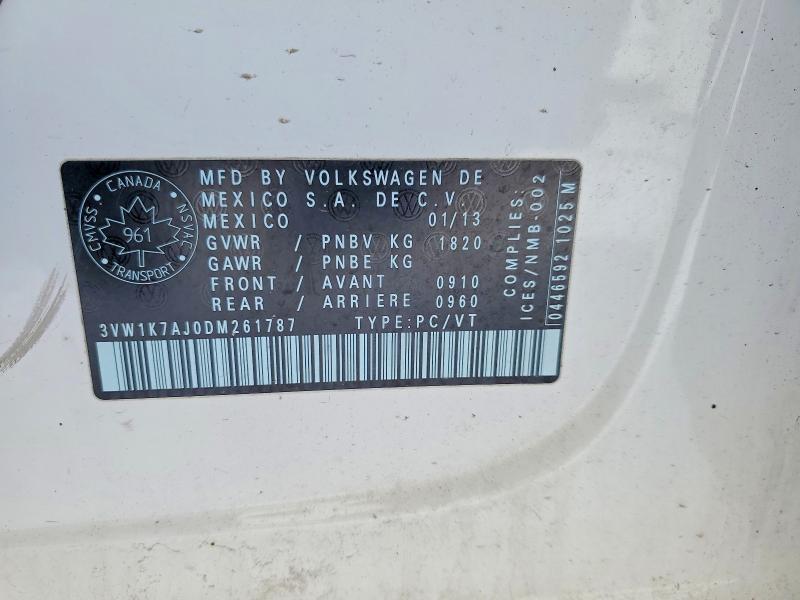 Aukcja sprzedaży 2013 Volkswagen Jetta, vin: 3VW1K7AJ0DM261787, numer aukcji: 46231496