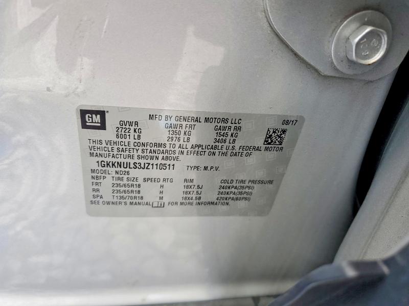 2018 Gmc Acadia მანქანა იყიდება აუქციონზე, vin: 1GKKNULS3JZ110511, აუქციონის ნომერი: 46016486