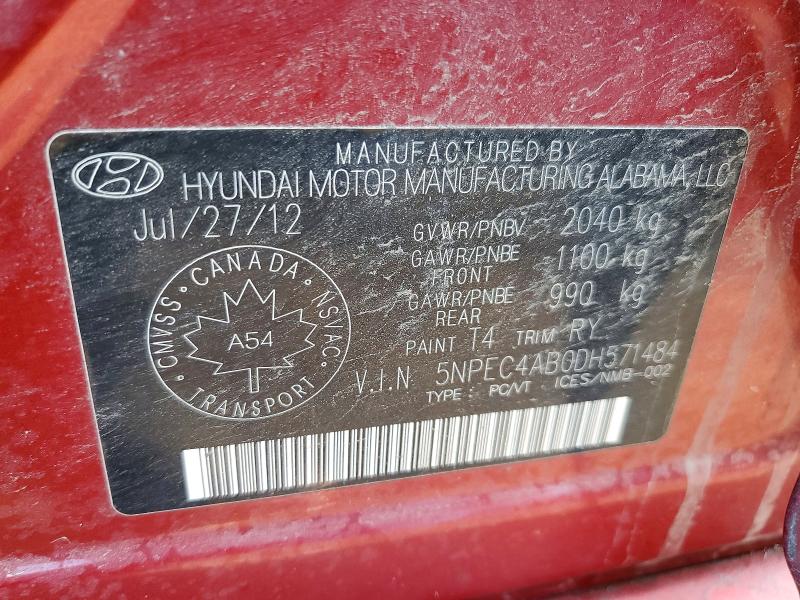 Aukcja sprzedaży 2013 Hyundai Sonata, vin: 5NPEC4AB0DH571484, numer aukcji: 46738906