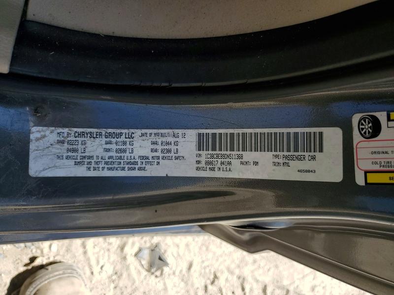 46550666 :رقم المزاد ، 1C3BCBEB9DN511368 vin ، 2013 Chrysler 200 مزاد بيع