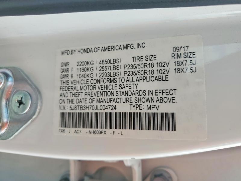 Aukcja sprzedaży 2018 Acura Rdx, vin: 5J8TB3H70JL004724, numer aukcji: 46662316