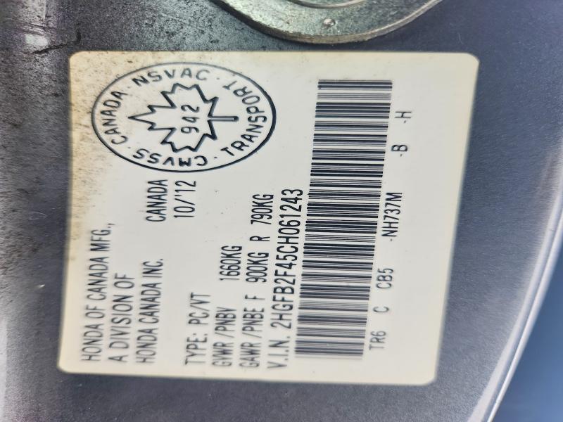 Aukcja sprzedaży 2012 Honda Civic, vin: 2HGFB2F45CH061243, numer aukcji: 47629486
