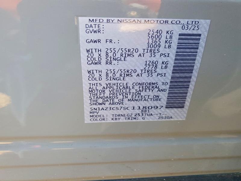 79702965 :رقم المزاد ، 5N1AZ3CS7SC118097 vin ، 2025 Nissan Murano مزاد بيع